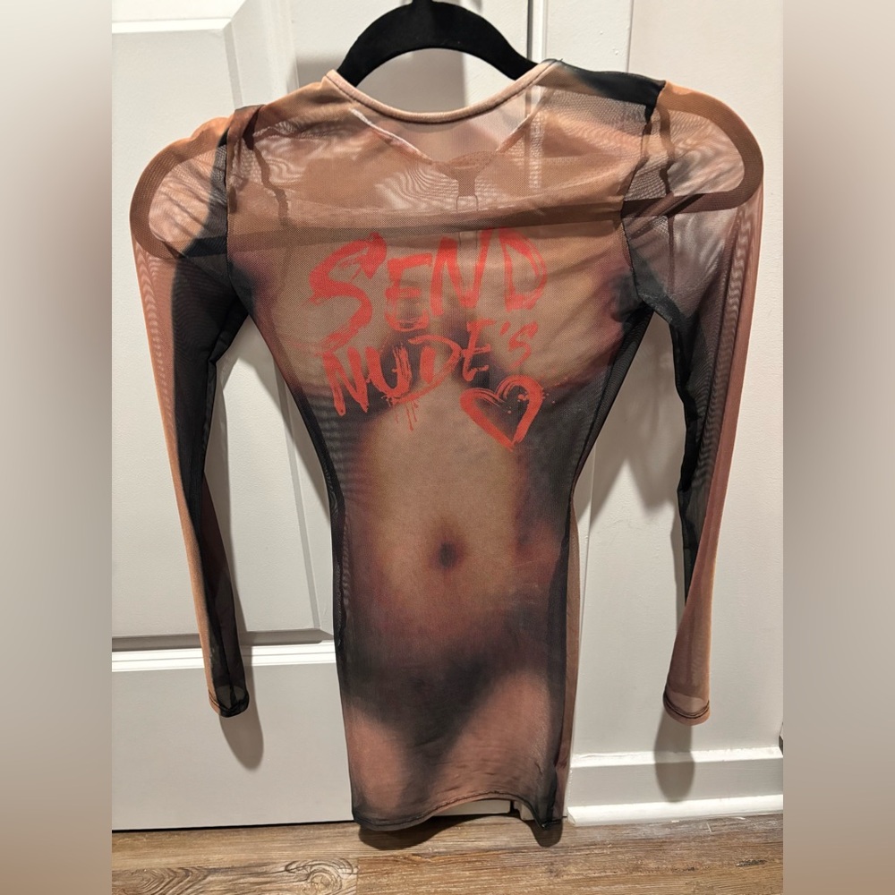 Fashion Nova Red Fitted Graphic Bodysuit